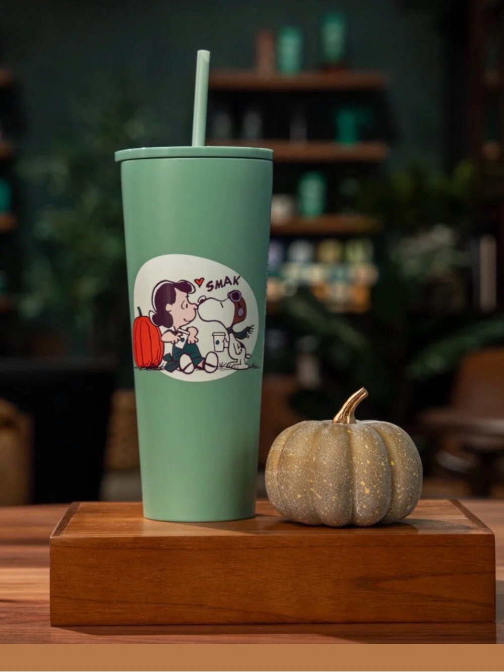 Starbucks Mint Green Peanuts Insulated Tumbler with Straw